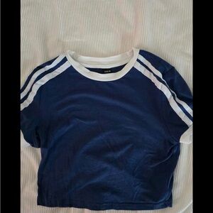 SHEIN Navy Blue Tee with White Trim